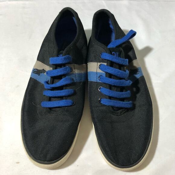Polo Ralph Lauren mens halford canvas sneakers 9D black blue embroidered pony